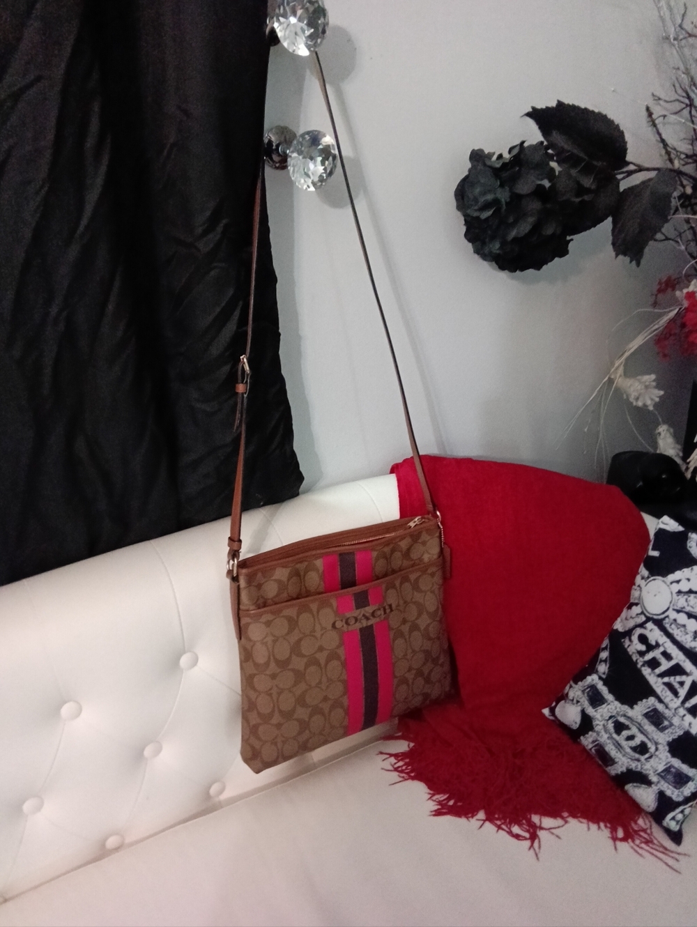 Coach Varsity Stripe File Coated Canvas Crossbody Creed: H1677-F38402